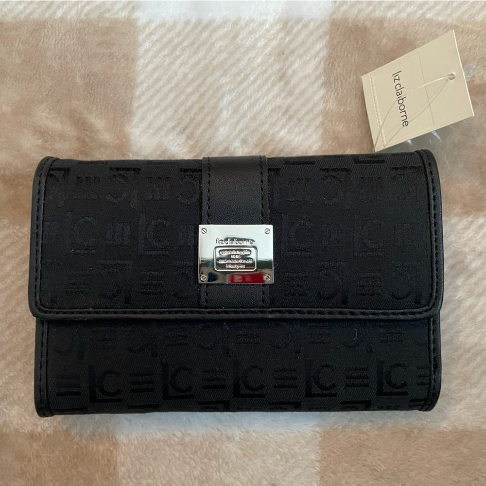 NWT Vintage Liz Claiborne Black Wallet Heritage Mosaic Flats SLRUC249